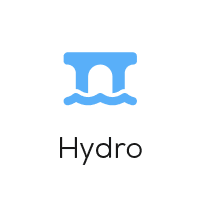 Simple blue and black minimalist icon of a cloud with rain falling below it.