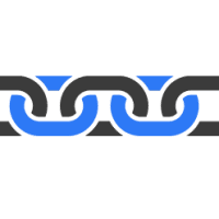 Simple illustration of a black and blue chain link pattern on a white background.