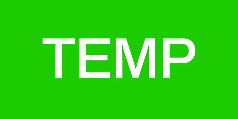 White text TEMP on a bright green background.