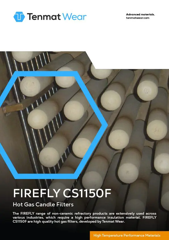 Rows of cylindrical white candle filters placed diagonally inside a metallic industrial chamber.