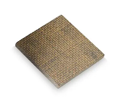 A square, textured brown material sample with a woven pattern on a white background.