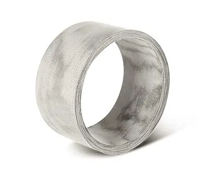 A wide, marble-patterned ring with a smooth, matte finish on a white background.