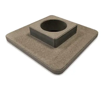 Square grey foam pad with a raised circular opening in the center.