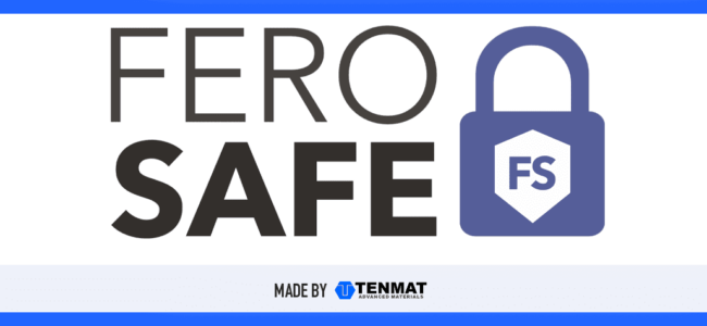 ferosafe-tenmat-safe-security FERO SAFE logo with a padlock icon showing FS, made by Tenmat Advanced Materials.