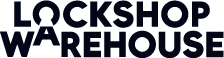 LOCKSHOP WAREHOUSE text logo, with keyhole design in the O of LOCKSHOP.